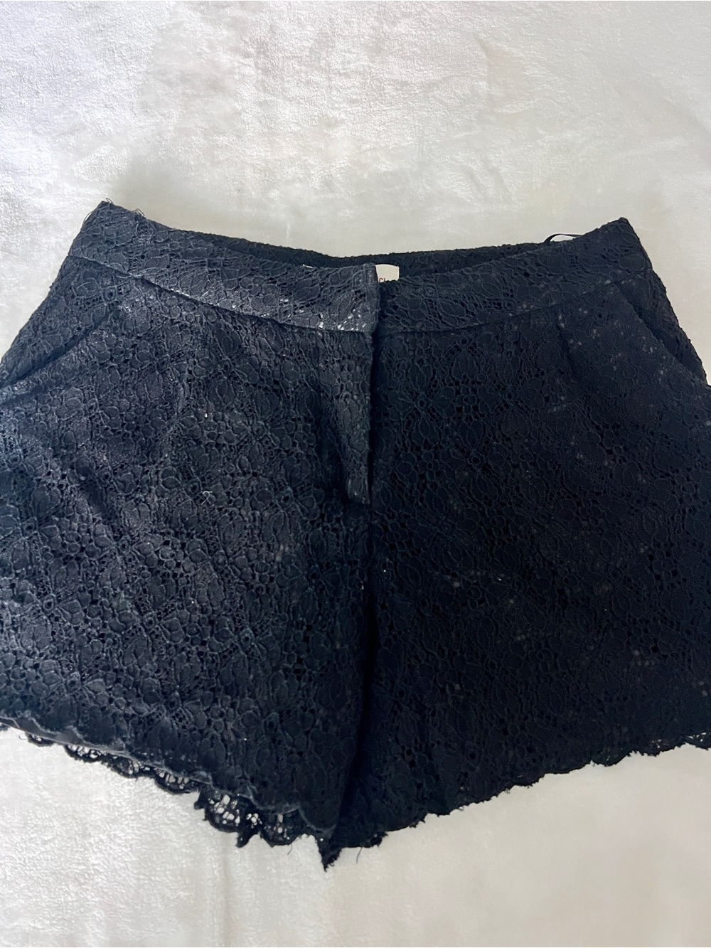 Sans Souci Black Lace High-Waist Shorts